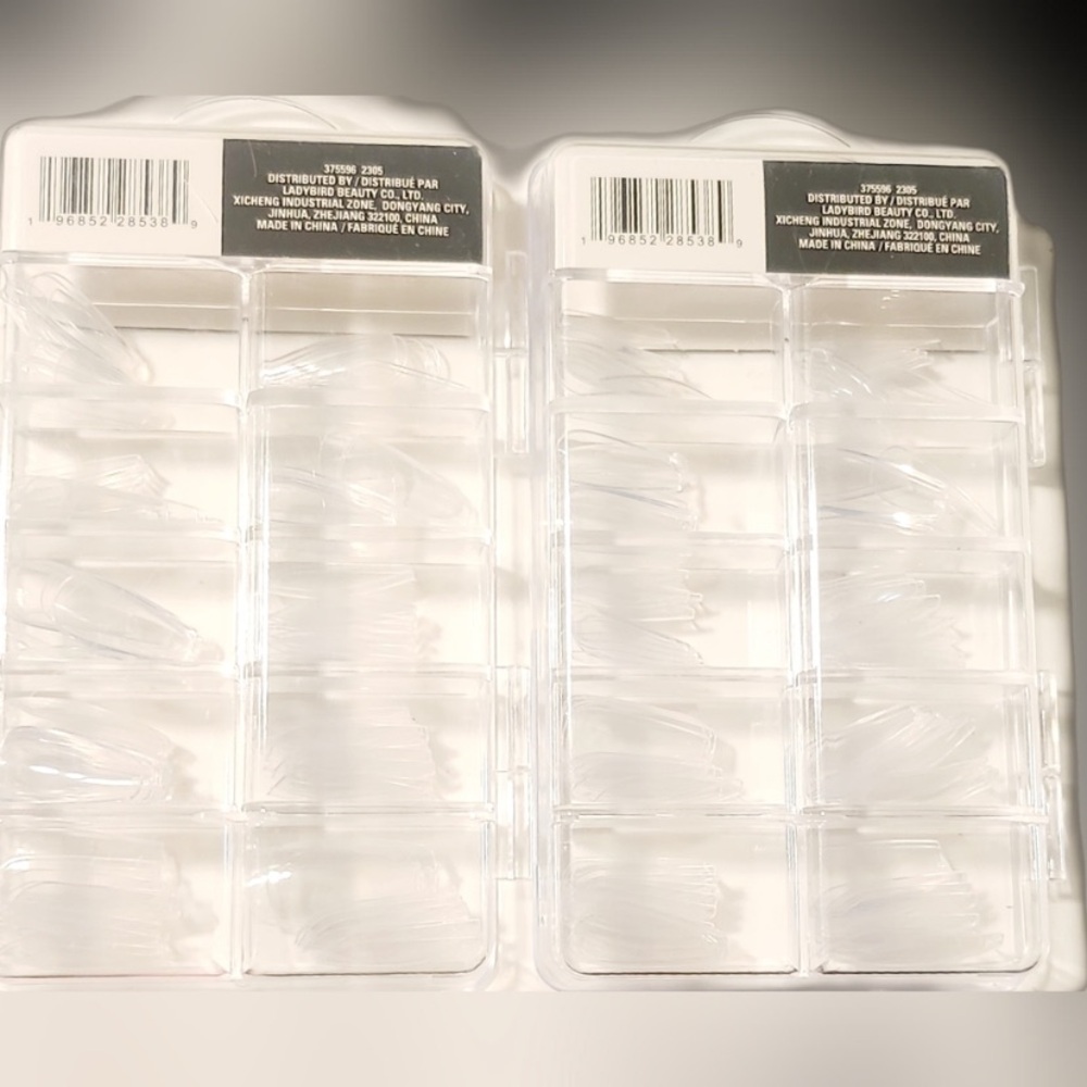 Ladybird 100-pc x 2 ARTIFICIAL NAILS TRANSLUCENT COFFIN SHAPED With CASE. - Picture 4 of 5